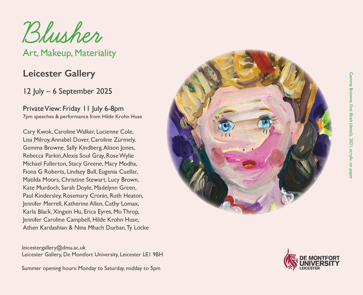 Exhibition flyer for Blusher: Art, Makeup, Materiality